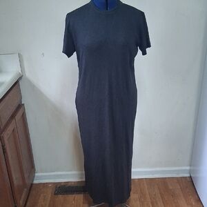 Charcoal Grey Knit Turtleneck Dress